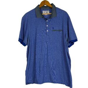 Original Penguin Munsingwear Men’s Polo Shirt XL Blue Striped Gray Collar Cotton